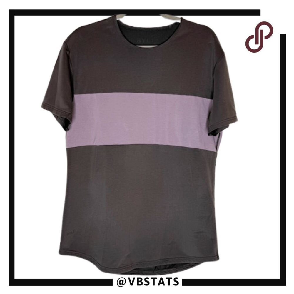 BYLT Basics Men's Drop Cut Short Sleeve Lux Colorblock T-Shirt Gray Pink Small